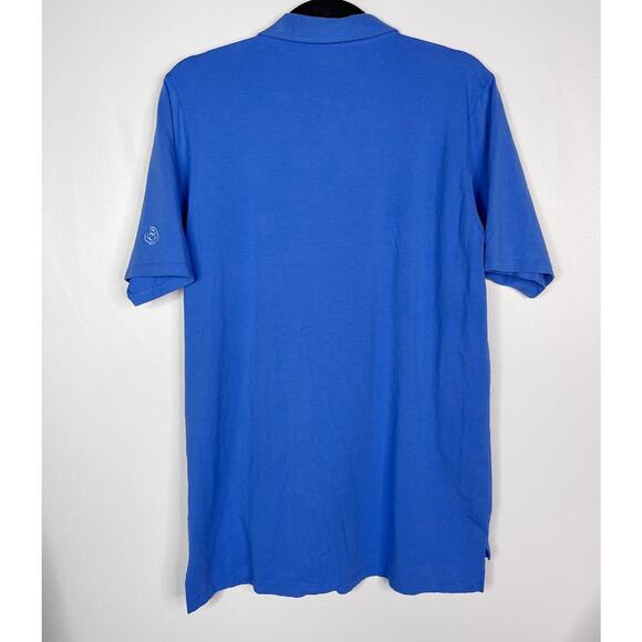 B Draddy Mens M Blue Pima Cotton Golf Polo Shirt Stretch Knit SCC Short Sleeve - Picture 2 of 8